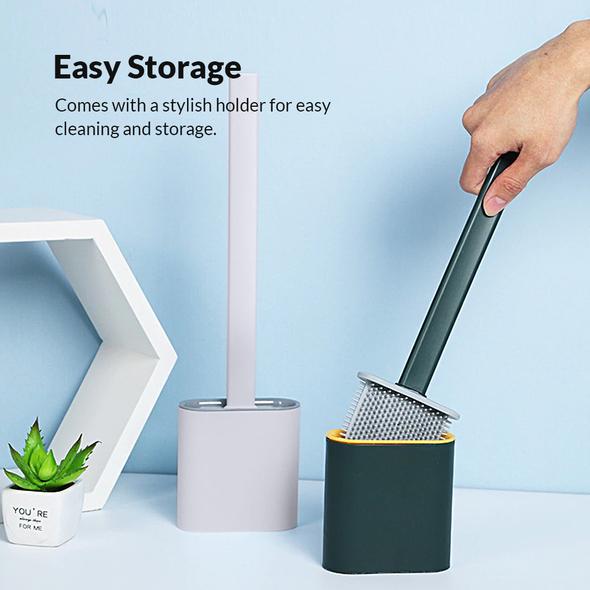 Revolutionary Silicone Flex Toilet Brush With Holder