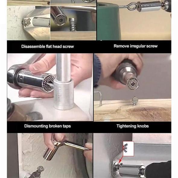 Universal Torque Wrench Head Power Drill Ratchet Bushing Set Tools